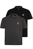 JP 1880 Herren große Größen L-8XL bis 7XL, Poloshirts, 2er-Pack, Piqué, Seitenschlitze, Regular Fit, anthrazit-Melange, schwarz 4XL 704317 11-4XL