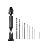 DIFCUL 10 Stück Handbohrer Set ，Handbohrer Werkzeuge + 10 Stück 0.8-3.0 mm Mikro Bit，Mini twist drill set，Verwendet für Handbohrer Metall Holz, Schmuck, Modellbau, DIY B