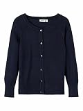 NAME IT Mädchen Nkfvioni Ls Knit Card Noos Strickjacke, Dark Sapphire, 128 EU