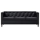 vidaXL Chesterfield Sofa 3er Kunstleder Schwarz Ledersofa Polstersofa C