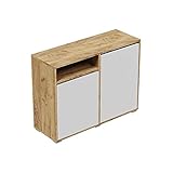 Kommode Sideboard 100 cm 150 cm breit TV-Kommode Beistellschrank Weiß Eiche Hängend Oder Stehend Matt (Eiche/Weiß Matt, 100 cm breit)