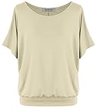Van Der Rich ® - Oversize T-Shirt mit Fledermausärme (Made in Italy) - Damen(Beige, XL)