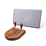 ML LAUREA ® Wiegemesser mit Brett [22x19x3cm] inklusive integriertem Schleifstein - Extrascharfes 2CR14 Edelstahl Kräutermesser mit Akazienholzb