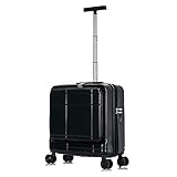SGCDKSP Business Trolley Koffer mit Frontöffnung für Männer und Frauen Universal Wheel Boarding Code Leder Koffer,Schwarz,18