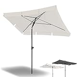 Magiea Sonnenschirm Balkon, 200x125 cm Balkonschirm Strandschirm, Gartenschirm Marktschirm, Terrassenschirm mit Drehstange & Schutzhülle, Creme rechteckig UV50+ Schutz S