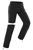 Cycorld Wanderhose-Damen-Zip-Off-Trekkinghose，Atmungsaktiv Trekkinghose Damen Schnell Stretch Outdoorhose Damen Abnehmbar Zip Off Hose Damen Hiking Pants Funktionshose Damen Sommer (Schwarz, M)