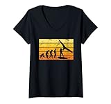 Damen Vintage WIng Surf Wing Foil Evolution Geschenk Affe Foiler T-Shirt mit V