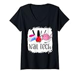 Damen Nail Life niedlicher Nageltechniker, Maniküre, Kosmetologie T-Shirt mit V