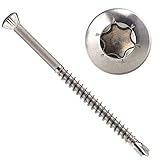 OPIOL QUALITY® Dielenschrauben TORX mit Linsenkopf 3,2x60 mm aus Edelstahl A2 V2A (500 Stück) Innensechsrund Holzschrauben Bohrspitze kleiner Zierkop