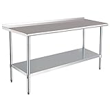 Amazon Commercial Werkbank aus Edelstahl, NSF-zertifiziert, mit Spritzschutz, 61 x 183 