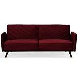 Beliani Schlafsofa 3-Sitzer Sofa Samtstoff rot SENJ