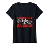 Damen I Destroy Silence Auto Motor Fahrzeug Ruhestörung Sportwagen T-Shirt mit V