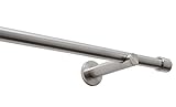 Garduna | 80cm - Gardinenstange Cap | Ø 16mm | Edelstahl-Optik | ohne Ring