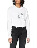 Calvin Klein Jeans Damen Shine Logo Crew Neck Pullover, Bright White, L