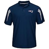 Majestic NFL New England Patriots Polo Shirt Poloshirt Field Classic Logo Navy (S)