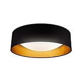 B.K.Licht I LED Stoffdeckenleuchte I 40 cm I Schwarz Gold I 18W LED I 2.200lm I 4.000K neutralweiße Lichtfarbe I Stofflamp