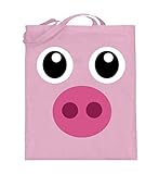 ALBASPIRIT Pinkes Schweinchen T-Shirt Halloween Süßes Schwein Geschenk - Jutebeutel (mit langen Henkeln)