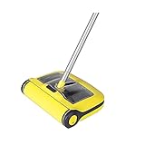 Kehrmaschine Cleanhome 2in1-Boden-Kehrmaschine und flacher Mopp mit Mikrofaser-Pads for Hausküche Hartholz-Keramikfliesen-Laminat-Teppichreinigung Kehrhelfer zu Hause (Color : Yellow)