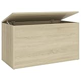 UnfadeMemory Sitzbank mit Stauraum Sitztruhe Aufbewahrungstruhe Flurbank Spanplatte Wohnraum Truhe Bank Aufbewahrungsbox mit Reichlich Stauraum Spielzeugkiste 84x42x46 cm (Sonoma-Eiche)