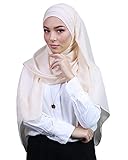 Hijab zum Einfädeln, komplett Crêpe-Chiffon, mit integrierter Mütze, Creme-Beige, O