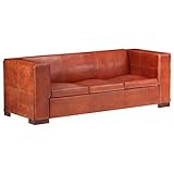 Tidyard 3-Sitzer Sofa Couch Loungesofa Relaxsofa Relaxcouch Wohnzimmersofa Echtleder Dunkelbraun 195 x 72 x 69