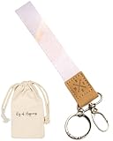 Schlüsselanhänger mit Kunst-Leder, Schlüsselring & Karabiner in Silber, inkl. Geschenkbeutel - Geschenk für Partner, Freundin zum Muttertag, Geburtstag | Schlüsselband Lanyard kurz in Rose/G