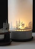 Aachen-Skyline Windlicht Schattenspiel Premium Geschenk-Box Souvenir, inkl. Kerzenhalter, Kerze, Projektionsschirm und T