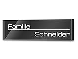 Türschild Briefkastenschild 7x2 cm mit Gravur Namensschild Klingelschild aus Hochglanz Acrylglas Schwarz Selbstkleb