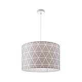 Paco Home Pendelleuchte Wohnzimmer Schlafzimmer Hängelampe Esszimmer Esstischlampe Skandi Rauten Muster E27, Lampenart: Pendelleuchte - Weiß, Leuchten Farbe/Größe: Grau (Ø38 cm)