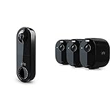 Arlo Video Doorbell Überwachungskamera und Essential Überwachungskamera 3er Set Bundle - schw