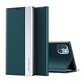 NEINEI Handyhülle für iPhone 13 Hülle,Luxus Schutzhülle mit [Magnetisch][Ständer Funktion],PC/PU Lederhülle Klapphülle Stoßfest Flip Phone Case Cover,Grü