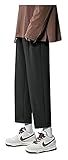 JUNTOP Männer breite Beine Koreanische Männer Casual Harem Hosen Streetwear Männliche Festkörperhose (Color : Black, Size : 3XL)