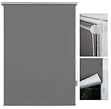 metablo Verdunkelungsrollo Klemmfix ohne Bohren Thermo Fensterrollo Rollo Seitenzugrollo Klemmrollo für Fenster & Tür Grau 110x160