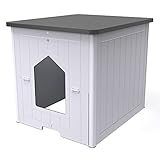 Palram Katzentoilette Möbel, geschlossene Katzentoilette für Katzen, Kitty Beistelltisch, verstecktes Haustierhausgehege, Katzenversteck (grau)