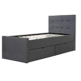Homestyle4u 1980, Polsterbett 90x200 cm, Bettgestell Mit Lattenrost Rückenlehne 2 Schubladen,