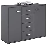 CARO-Möbel Sideboard Jamie Kommode Büromöbel mit 2 Türen und 4 Schubladen in anthrazit g