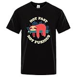 Not Fast Not Furious Cartoons Printing Men Tee Shirts Breathable Brand Tops Street Fashion T-Shirt Mens Casual Summer T Shirts Black M