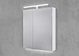 Intarbad ~ Spiegelschrank 60 cm mit Multi LED Acryl Aufsatzleuchte Doppelspiegeltüren Berglärche Anthrazit IB1891