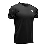 MEETWEE Sportshirt Herren, Laufshirt Kurzarm Mesh Funktionsshirt Atmungsaktiv Kurzarmshirt Sports Shirt Trainingsshirt für Männer, Schwarz, L