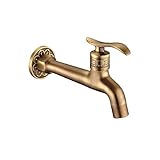 Nostalgie Messing Waschtischarmatur für Bad - BauZeit Antik einhebelmischer Wasserhahn 1/2 Zoll Waschtisch Wandhalterung Einlochmontage Wannenarmatur normal für Küche Badezimmer Toilette Balkon,Lang
