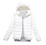 Leichte Daunenjacke Mit Kapuze Damen Steppjacke Daunenmantel Damen Winter Daunen Winterjacke Damen Leicht Ultraleichte Dünne Steppjacken Frauen Federleichte Softdaunenjacke Übergangsjacke Weiß M