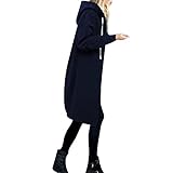 Darringls Stoffjacke Damen Kapuzenpullover Hoodie Kapuzenjacke Sweatjacke Lang Mantel Sweatshirt Zip Herbst Winter Jacke mit Kapuze Gemütliche Übergangsmantel Outdoorjack