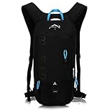 WUQIAO Marathoner Hydro Rucksack, Trail Running Weste Für Damen Und Herren, Trinkwassersystem, Dreidimensionales Atmungsaktives Mesh Am Rücken, Mesh Fixierter Helm,Schw