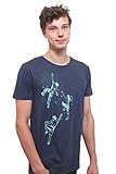T-Shirt mit Bouldern, dunkelblau Handsiebdruck, Bio-Baumwolle, Bouldern, Klettern, Abseilen, Bergsteiger, Climbing, bedruckt, umweltfreundlich (S)