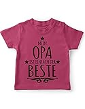 miKalino Baby/Kinder T-Shirt mit Spruch für Jungen Mädchen Unisex Kurzarm Mein Opa ist einfach der Beste | handbedruckt in Deutschland | Handmade with Love, Farbe:himbeerpink, Grösse:92-98