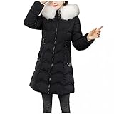 GFGHH Damen Winter Jacken Lang Warm Daunenmantel mit Kapuze Verdickt Übergangsjacke Maxi Parka Jacke Kunstpelz Langarm Steppjacke Outwear Stilvoll Leichte Steppjacke Damen Daunenjacke Damen Steppjack