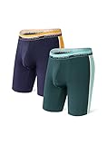 Separatec Herren-Boxershorts aus Netzstoff, schnell trocknend, lange Beine, Doppelbeutel, 2 Stück, Version B: 20,3 cm, marineblau/olivgrün, X-Larg