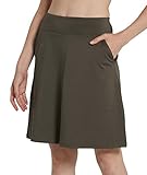 Westkun Damen Knielang Hosenrock Beiläufig Reise Rock Arbeit Skort mit Innenhose Laufenrock Sportskort（Armee,XL）