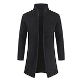 Luagwes Herren Stehkragen Cardigan Lässige lockere mittellange Strickjacke mit Reißverschluss Persönlichkeit Trend Schöner Allgleiches-Pullover XL