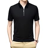 ALANEK Just Cool Herren Glattes Kurzarm Poloshirt Herren Ice Silk T-Shirt Schnell trocknend Mode Schweißableitendes Weiches Casual Classic Fit T-Shirt für H